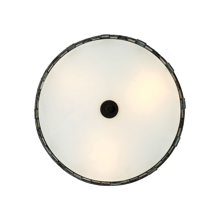 Quoizel QZ-SENTRY-2SF-BK Sentry 2 Light Semi-Flush Black &amp; Art Glass