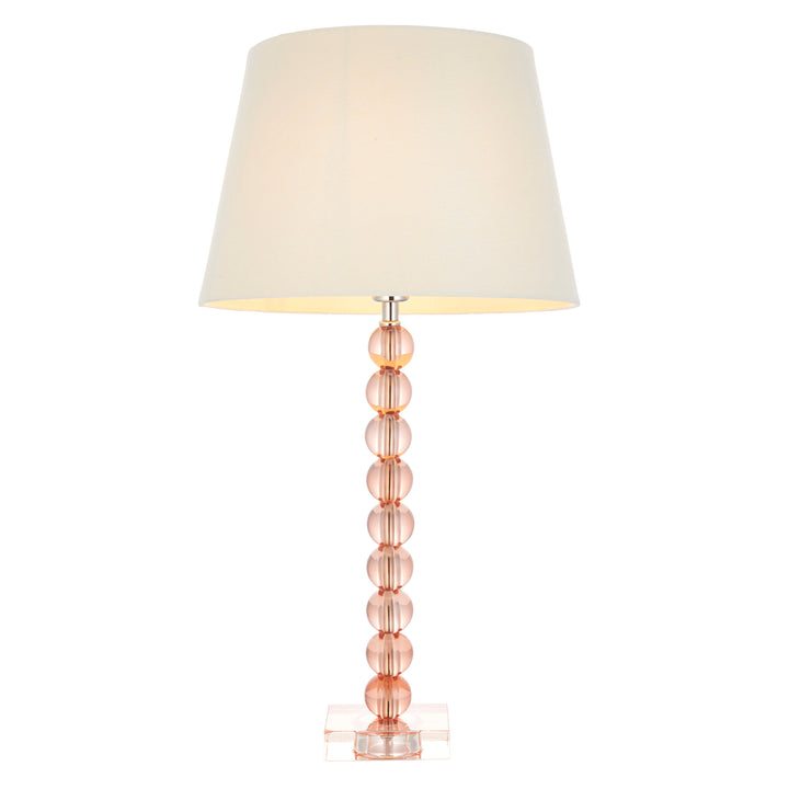 Endon 100360 Adelie And Cici 1 Light Table Lamp Blush Crystal Glass And Ivory Fabric