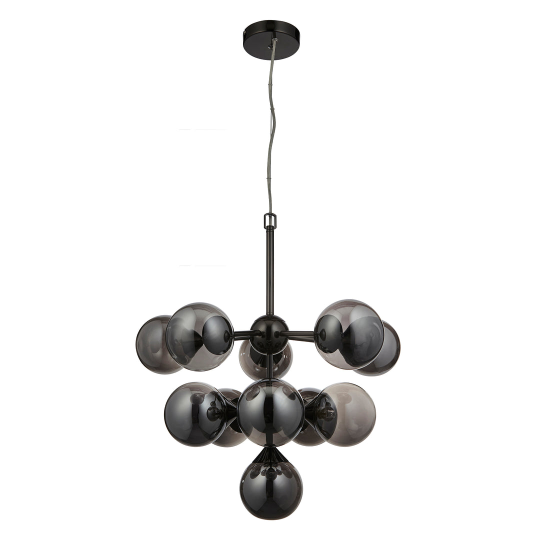 Endon 101147 Oscar 11 Light Pendant Black Chrome Plate And Smoked Mirror Glass