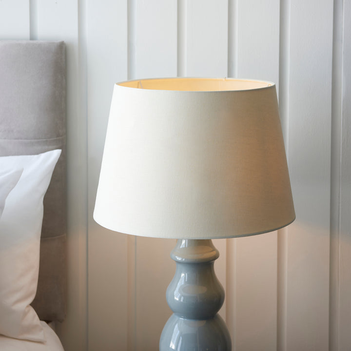 Endon 103369 Provence And Cici 1 Light Table Lamp Blue Grey Satin Nickel Plate And Ivory Linen Fabric