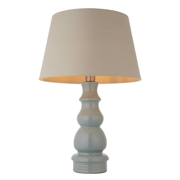 Endon 103377 Provence And Cici 1 Light Table Lamp Blue Grey Glaze And Satin Nickel Plate