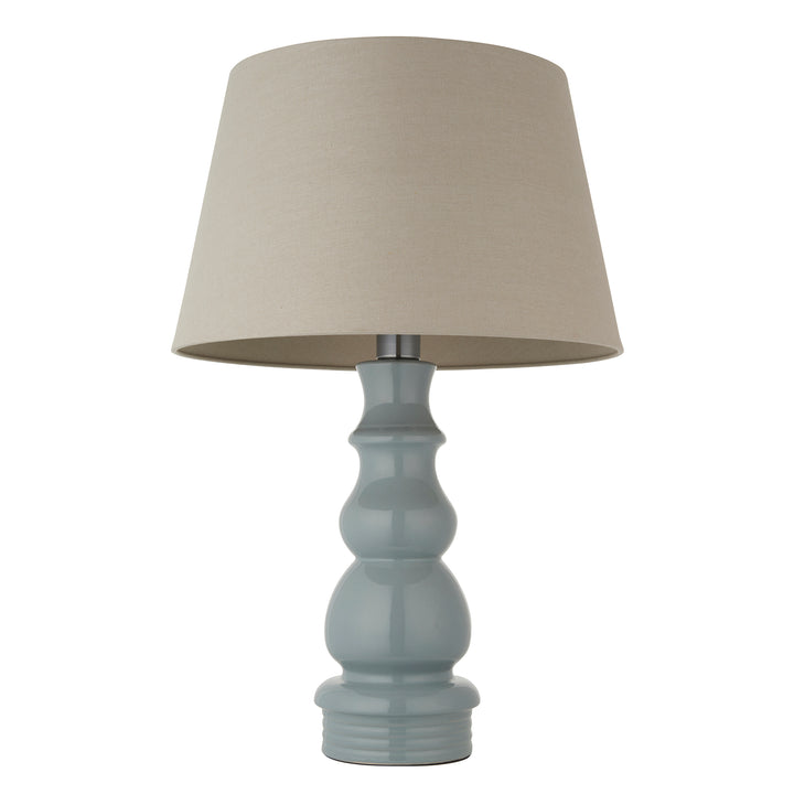 Endon 103377 Provence And Cici 1 Light Table Lamp Blue Grey Glaze And Satin Nickel Plate