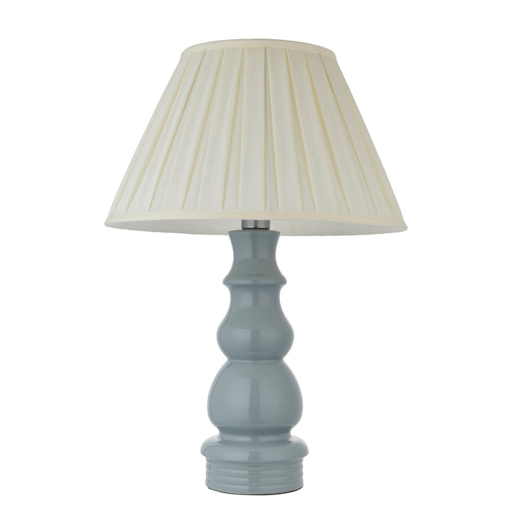 Endon 103380 Provence And Carla 1 Light Table Lamp Blue Grey Glaze Satin Nickel Plate And Cream Fabric