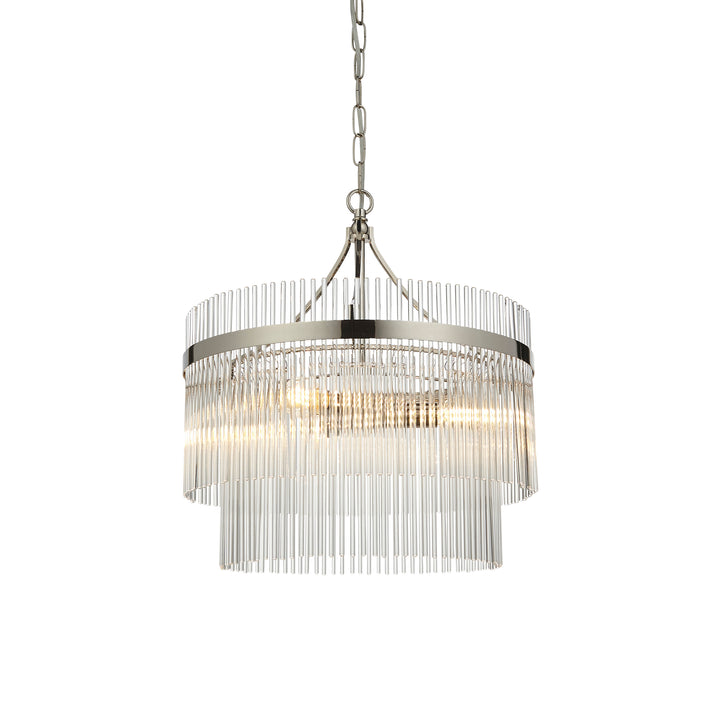 Endon 104113 Marietta 3 Light Pendant Bright Nickel Plate And Clear Glass