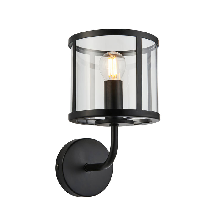 Endon 104193 Hopton 1 Light Wall Matt Black And Clear Glass