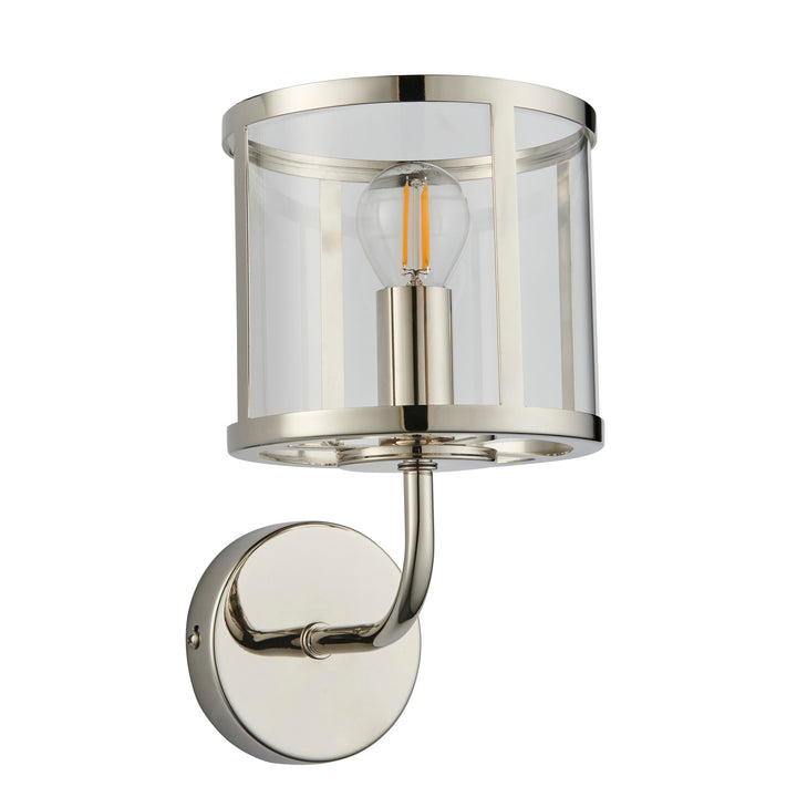 Endon 106003 Hopton 1 Light Wall Bright Nickel Plate And Clear Glass