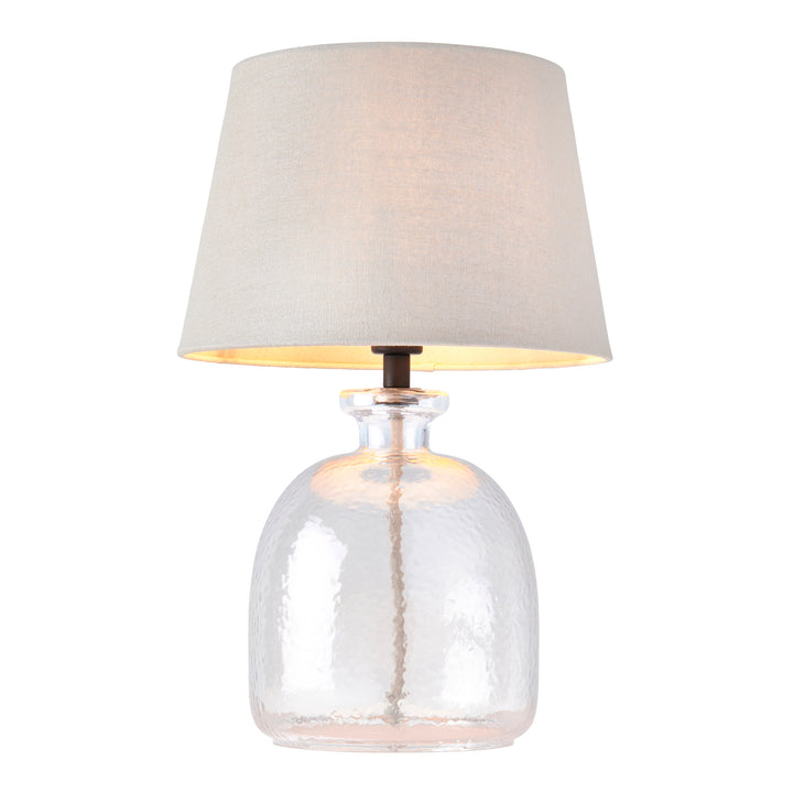 Endon 106274 Lyra And Cici 1 Light Table Lamp Clear Textured Glass And Grey Linen Mix Fabric