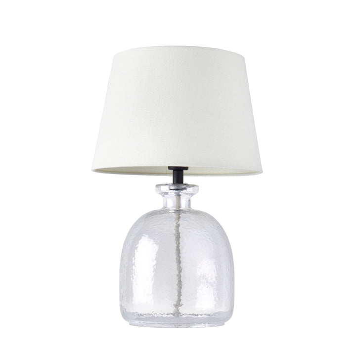Endon 106275 Lyra And Cici 1 Light Table Lamp Clear Textured Glass And Ivory Linen Mix Fabric