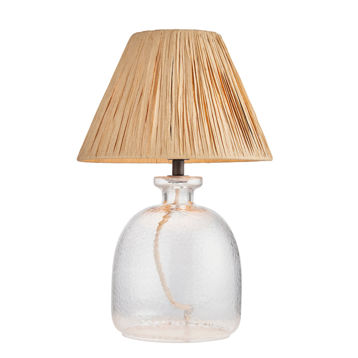 Endon 106277 Lyra Raffia 1 Light Table Lamp Clear Textured Glass And Natural Raffia