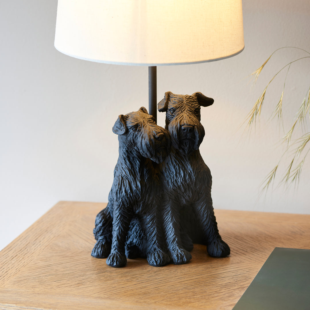 Endon 106794 Westie 1 Light Table Lamp Matt Black And Natural Linen