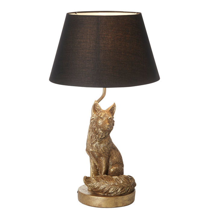 Endon 106796 Fox 1 Light Table Lamp Vintage Gold Paint And Black Fabric