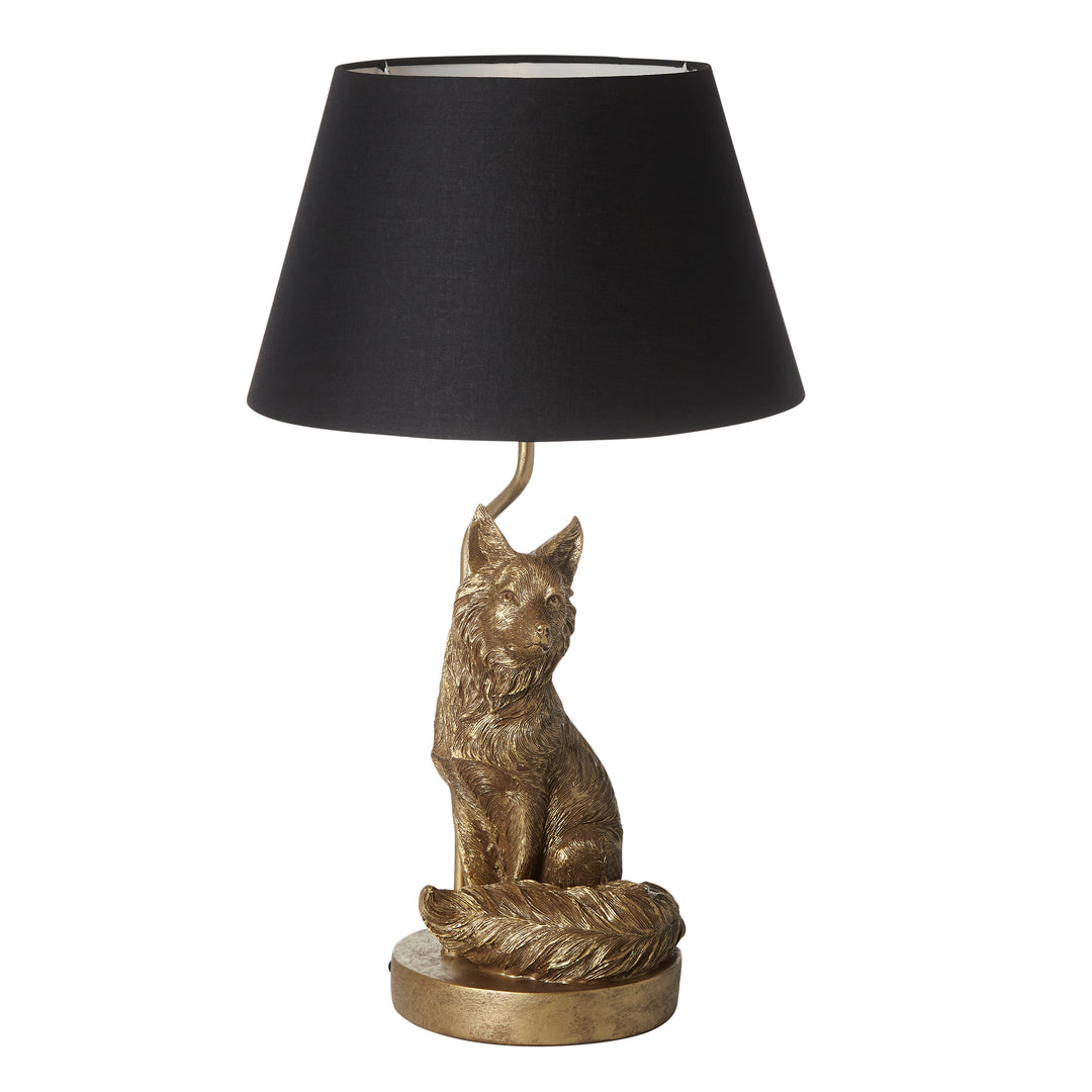 Endon 106796 Fox 1 Light Table Lamp Vintage Gold Paint And Black Fabric