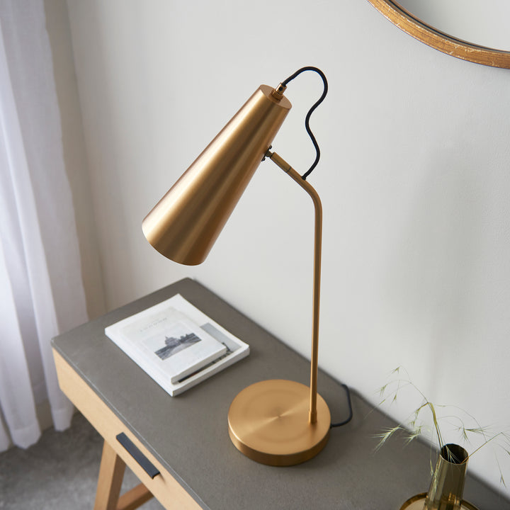 Endon 107527 Karna New 1 Light Table Lamp Warm Antique Brass Plate
