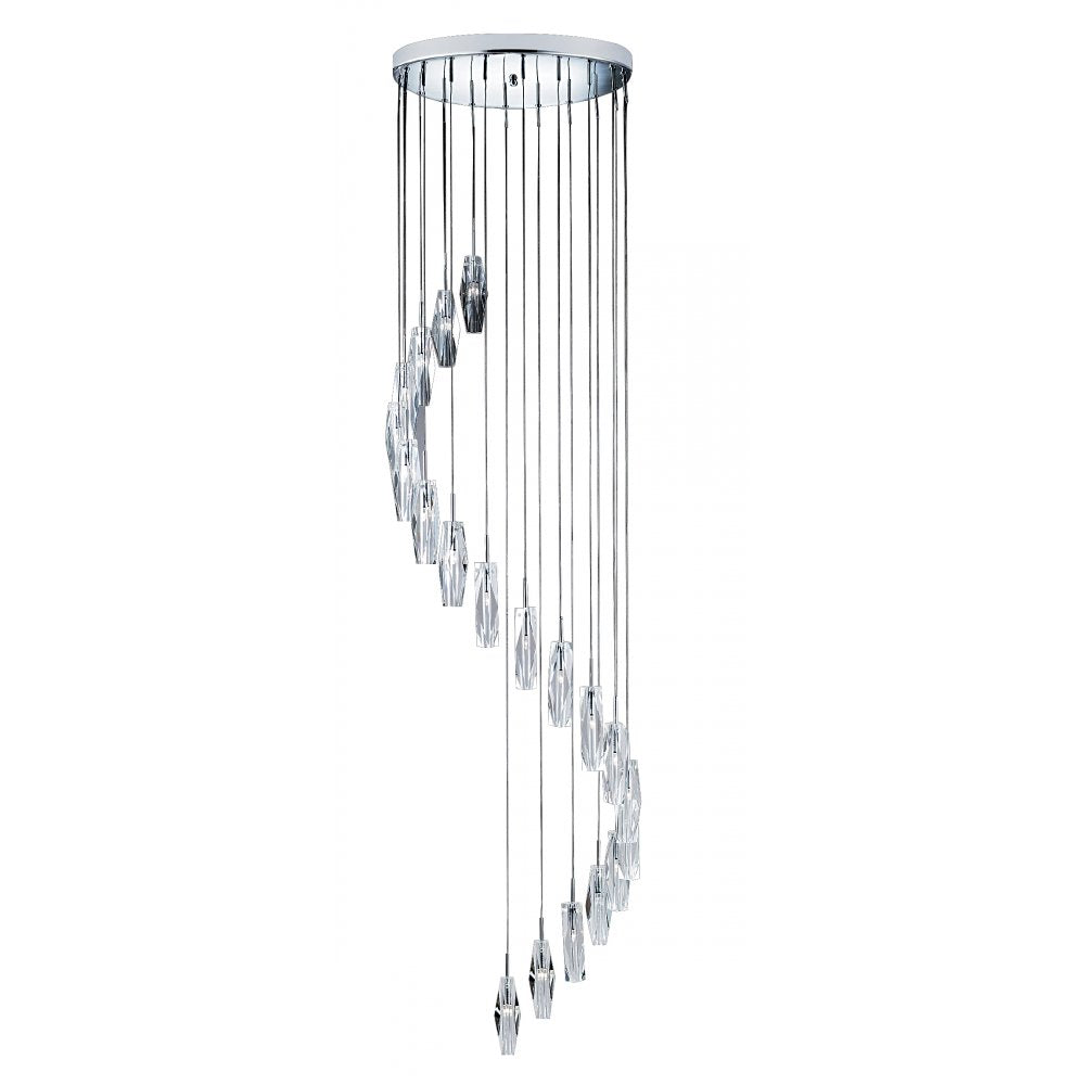 Searchlight 888-20 Sculptured Ice - 20 Light Ceiling Multi-drop Chrome Clear K9 Glass