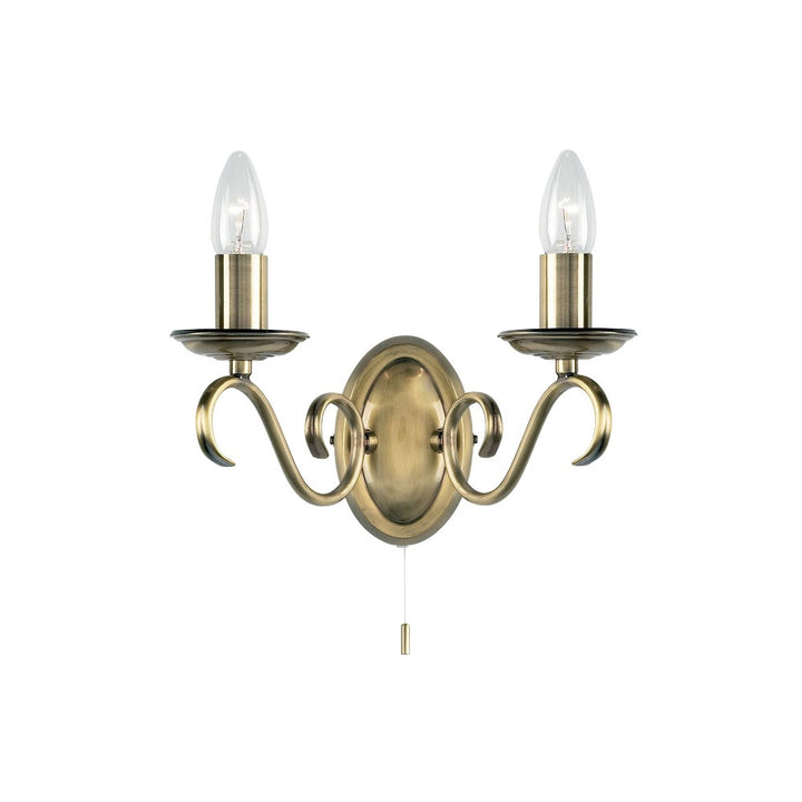 Endon 2030-2AN Bernice 2 Light Wall Light Brass