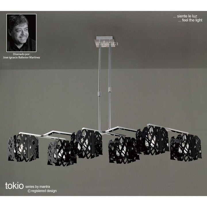 Mantra M1278 Tokio Rectangular Telescopic 6 Light G9 Line Gloss Black/Polished Chrome