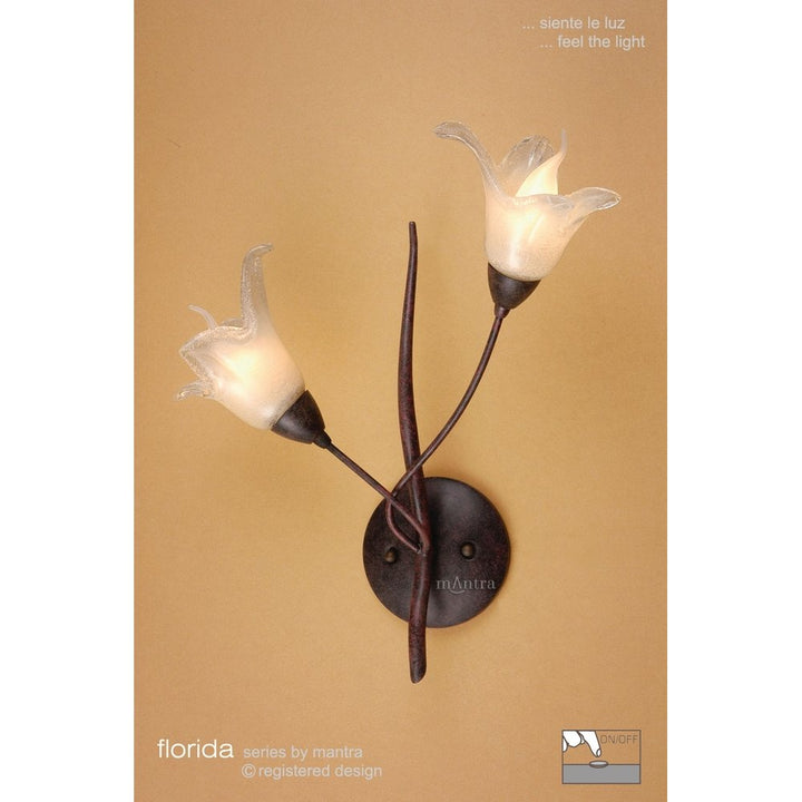 Mantra M4355/S Florida Wall Lamp Switched 2 Light E14 Brown/Black Oxide