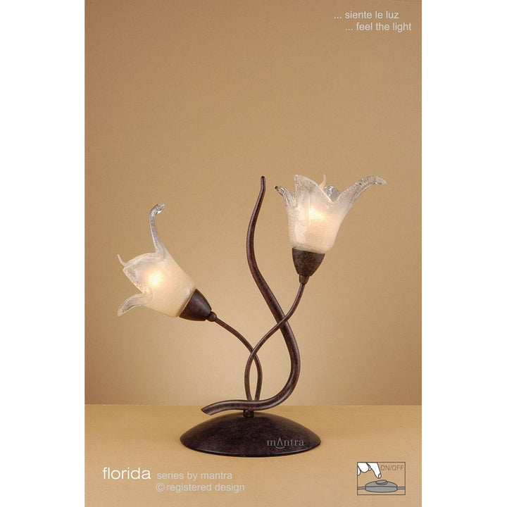 Mantra M4356 Florida Table Lamp 2 Light E14 Brown/Black Oxide