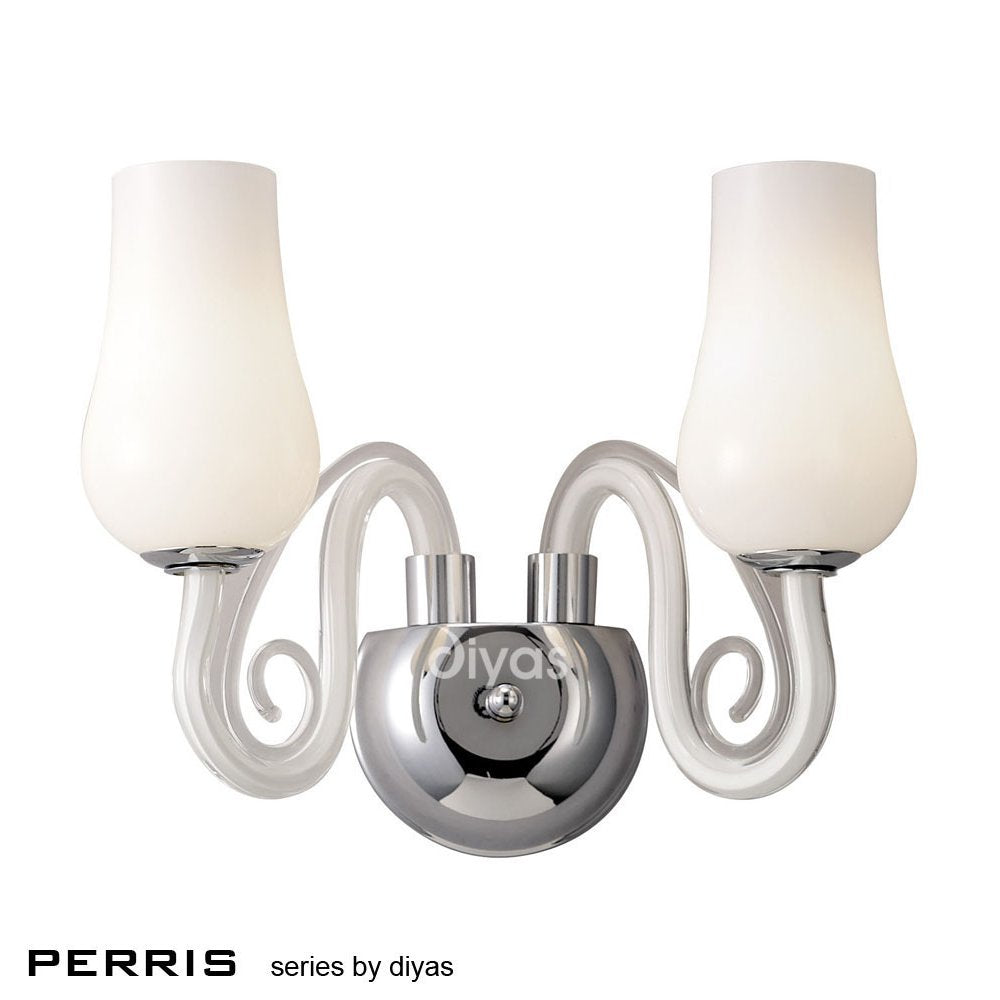 Diyas IL30682 Perris Wall Lamp 2 Light Polished Chrome/white