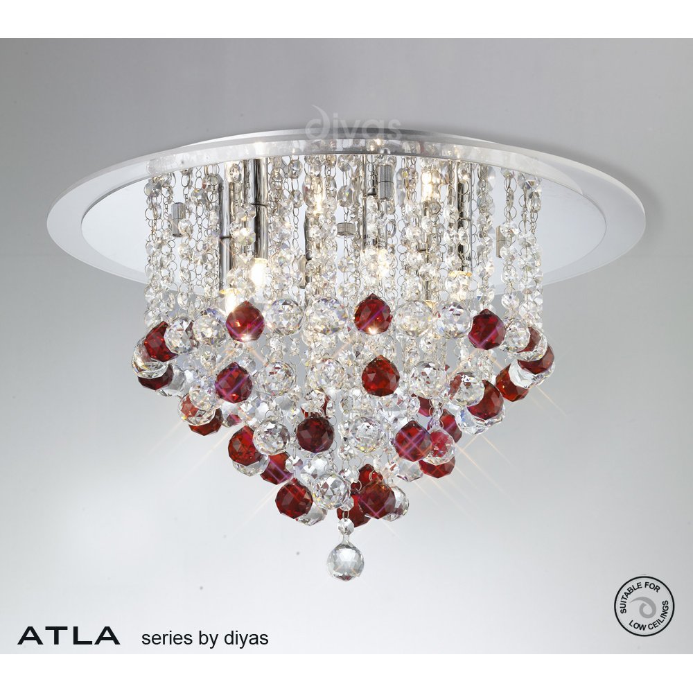 Diyas IL30009RD Atla Ceiling Light Chrome/crystal Clear Acrylic Trim