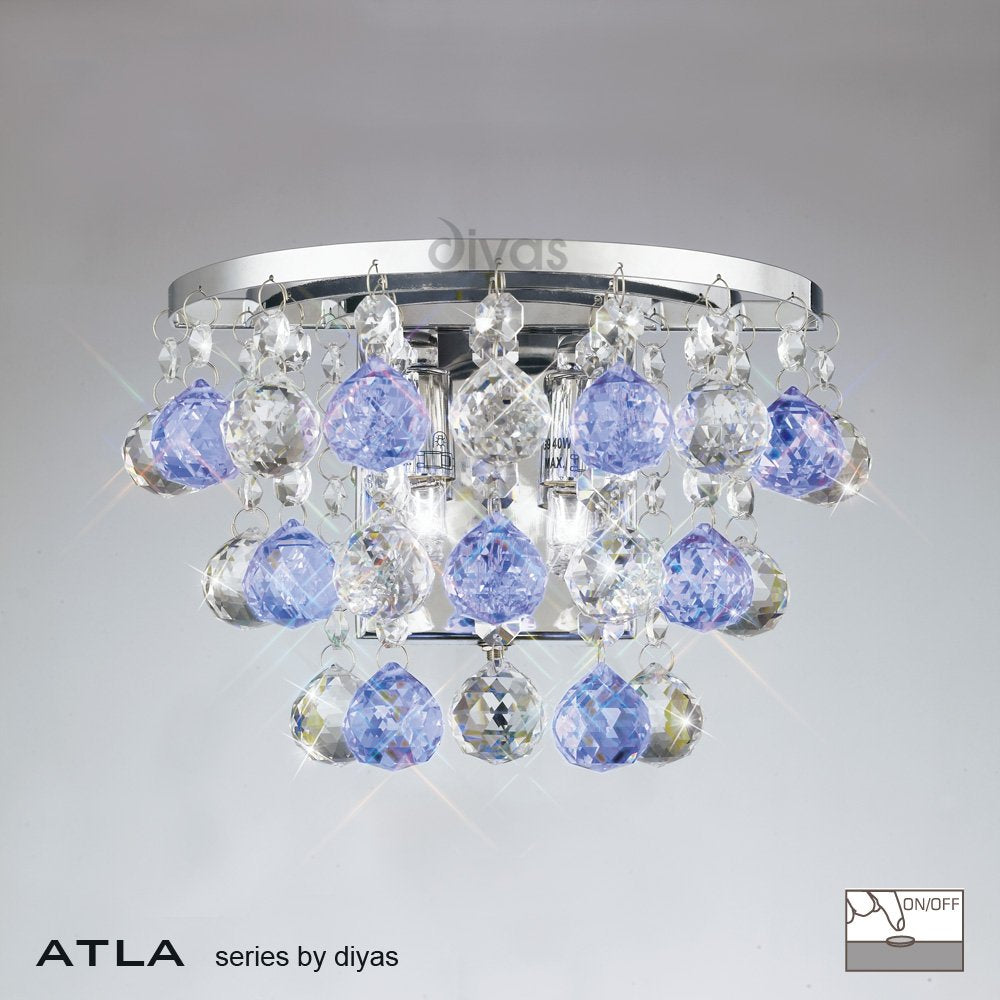 Diyas IL30014BLU Atla Switched Wall 2 Light Chrome/crystal