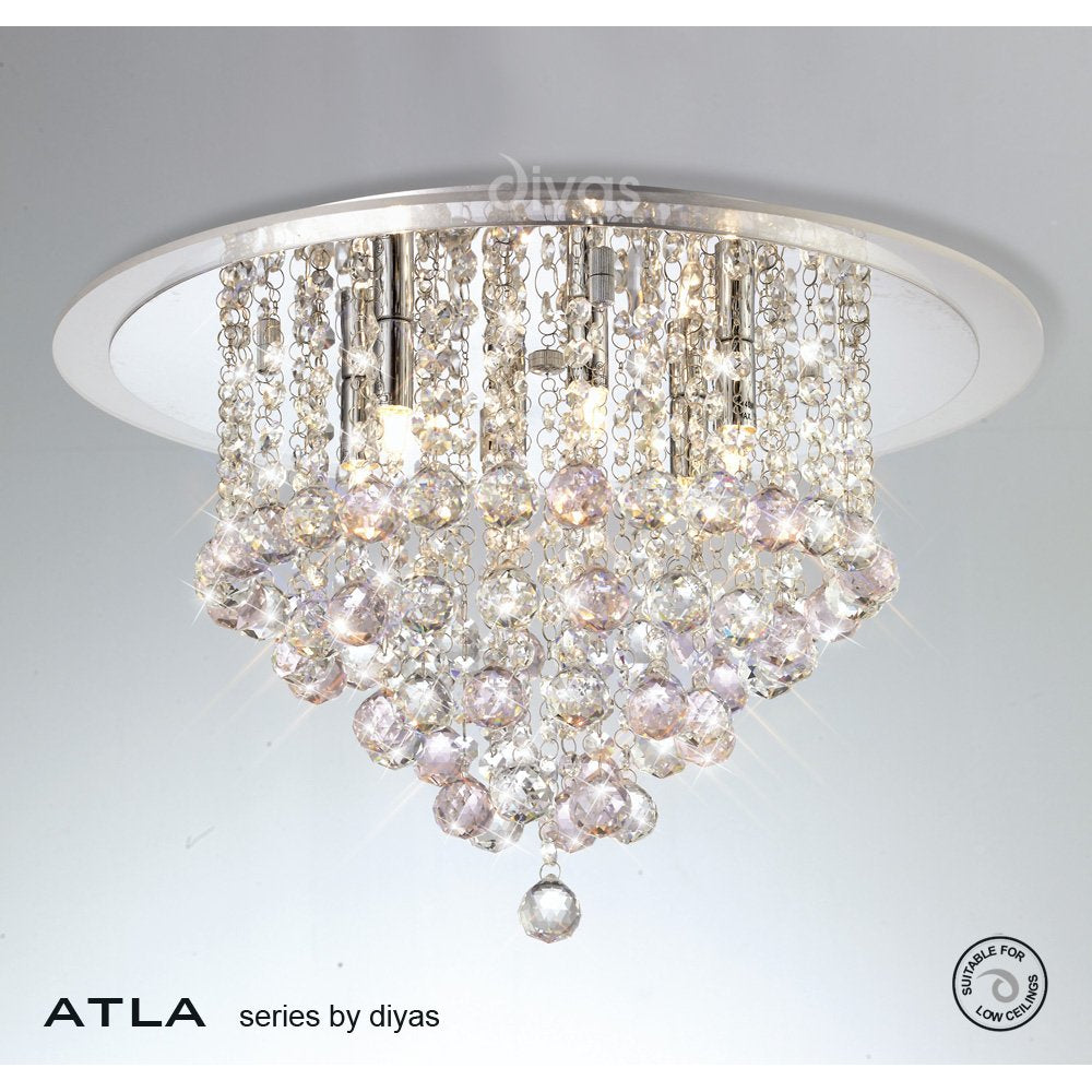 Diyas IL30009PI Atla Ceiling Light Chrome/crystal Clear Acrylic Trim