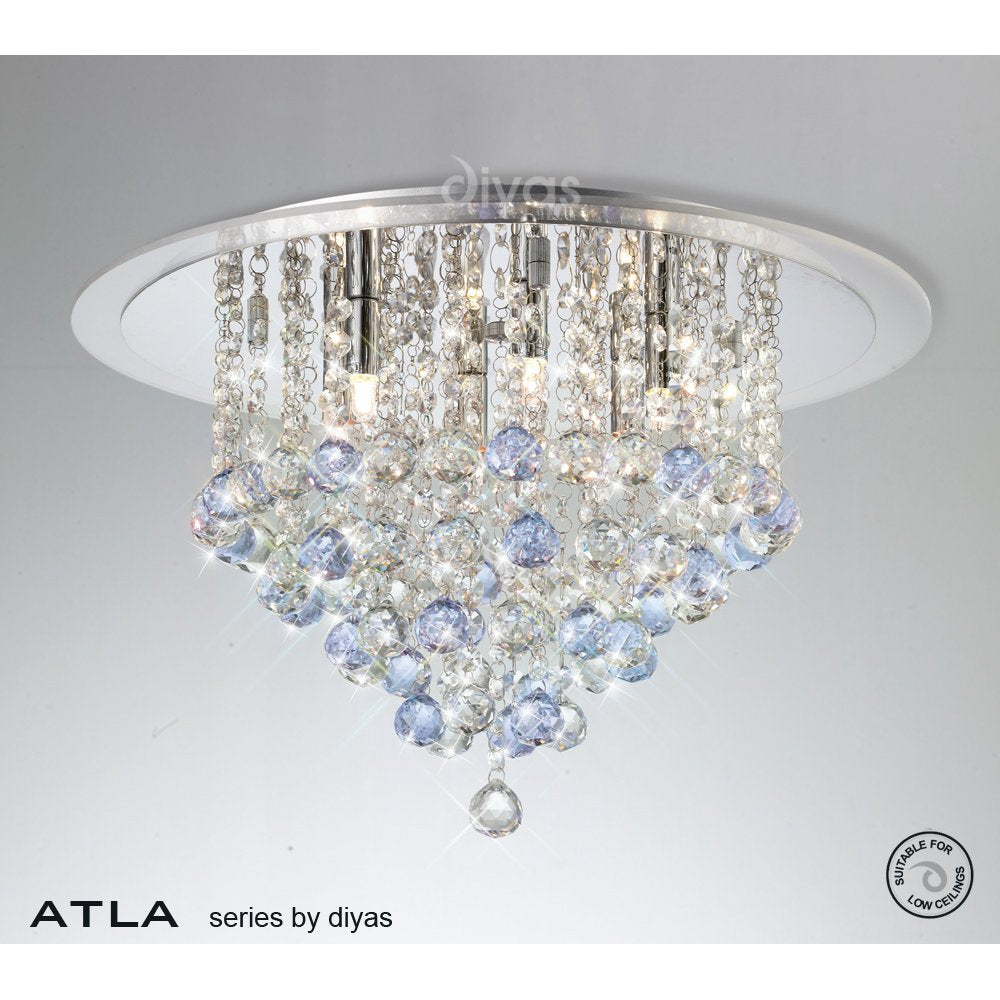 Diyas IL30009BLU Atla Ceiling Light Chrome/crystal Clear Acrylic Trim
