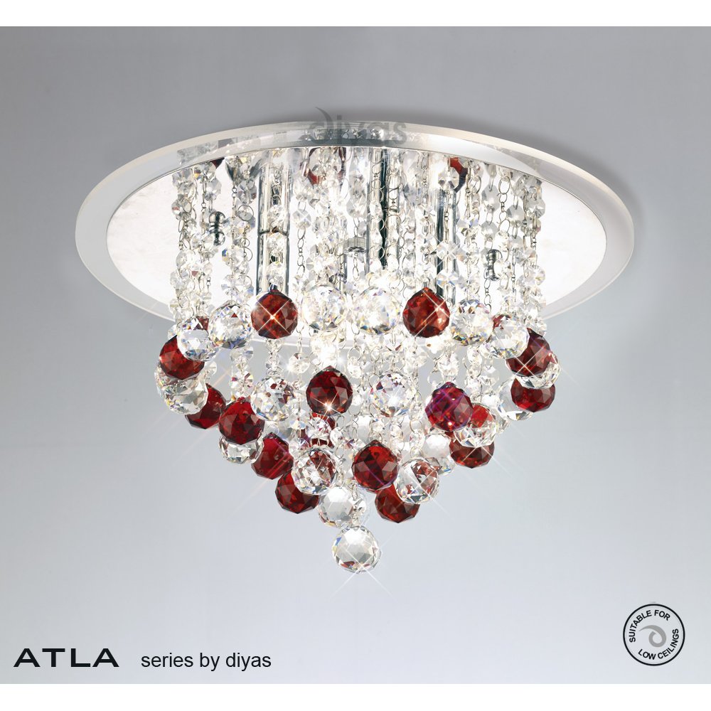Diyas IL30008RD Atla Ceiling Light Chrome/crystal Clear Acrylic Trim