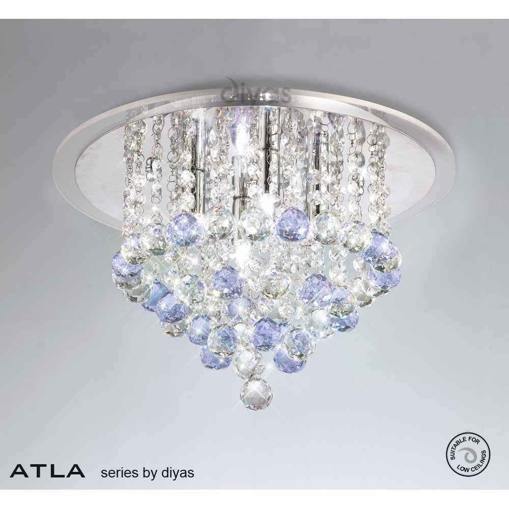 Diyas IL30008BLU Atla Ceiling Light Chrome/crystal Clear Acrylic Trim