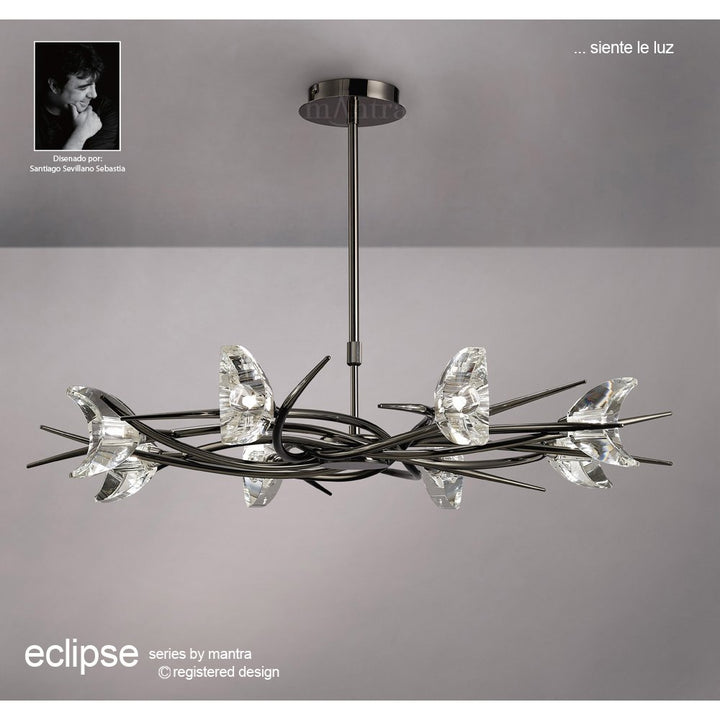 Mantra M1450BC Eclipse Telescopic 8 Light G9 Black Chrome