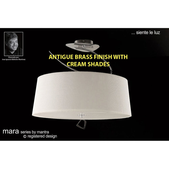 Mantra M1645AB Mara semi ceiling 4 light antique brass/cream