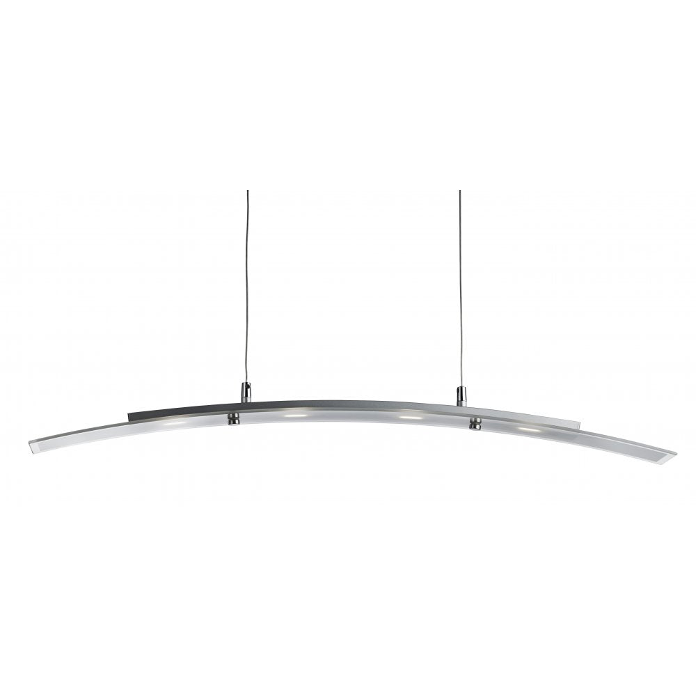 Searchlight 5064-4SS Led Bar Light - Curved Pendant 4 Light 5w - Frosted Glass With Clear Edge