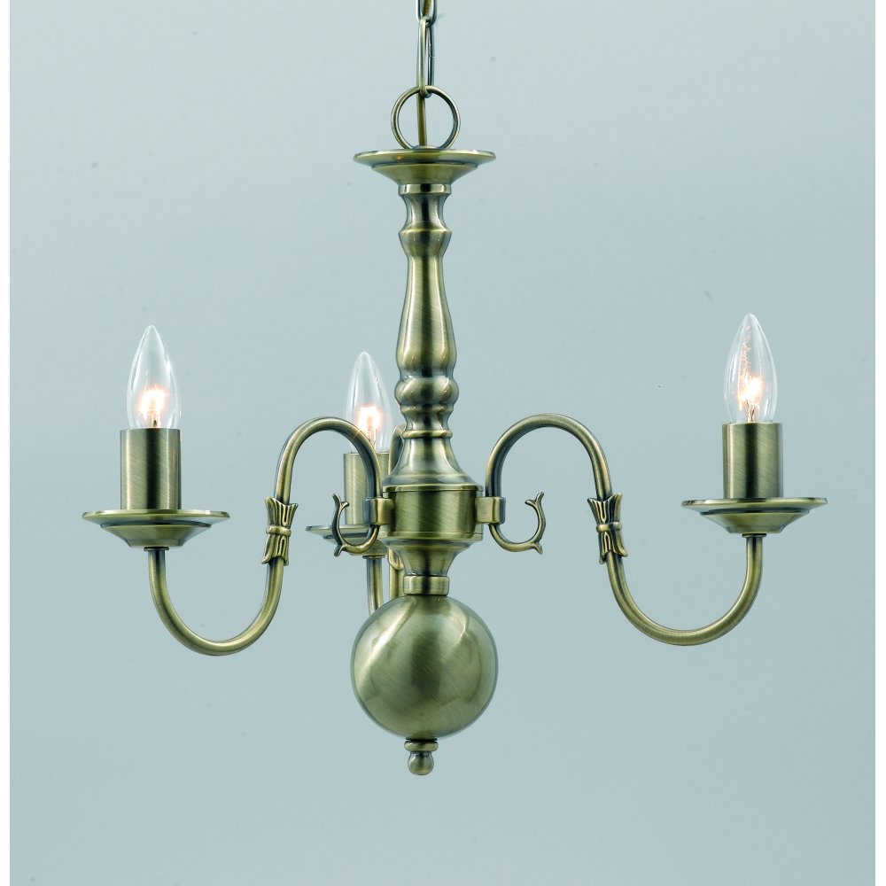 Impex Lighting BF00350/03/AB Flemish Chandelier Antique Brass