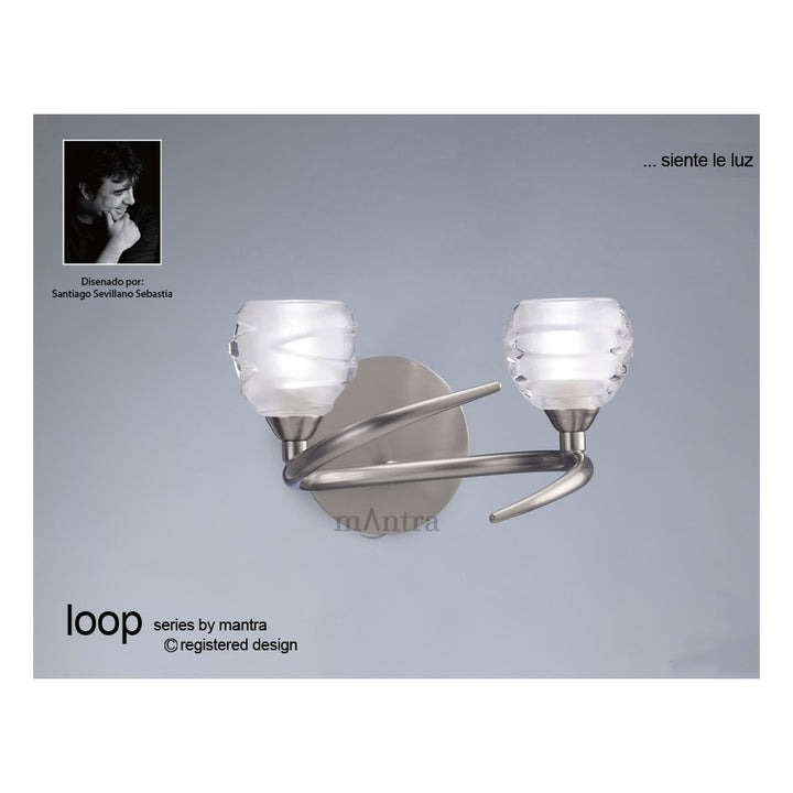 Mantra M1815 Loop Wall Lamp 2 Light G9 ECO Satin Nickel