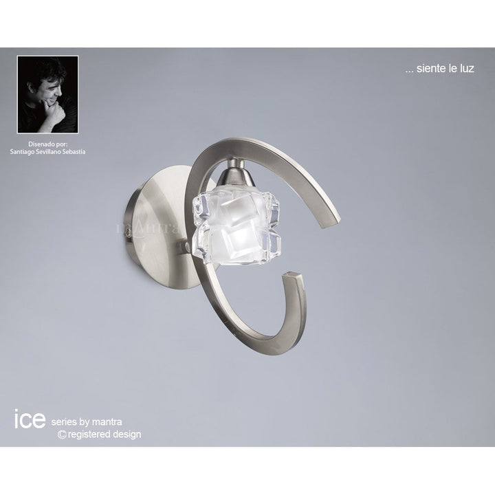 Mantra M1855 Ice Wall Lamp 1 Light G9 ECO Satin Nickel