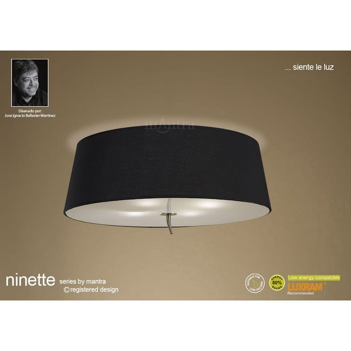 Mantra M1929/BS Ninette Ceiling 4 Light E27 Antique Brass Black Shade