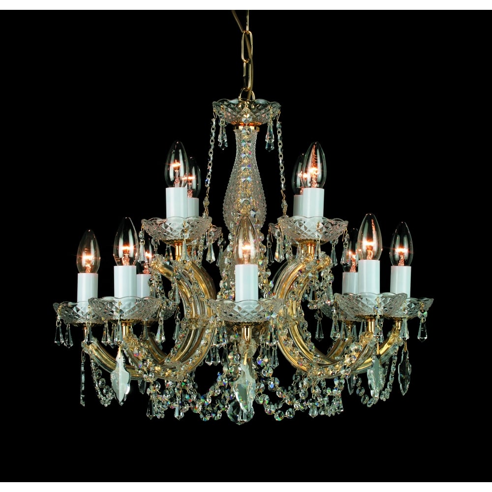 Impex Lighting CP00150/8+4/G Marie Theresa Glass Arm Gold Chandelier