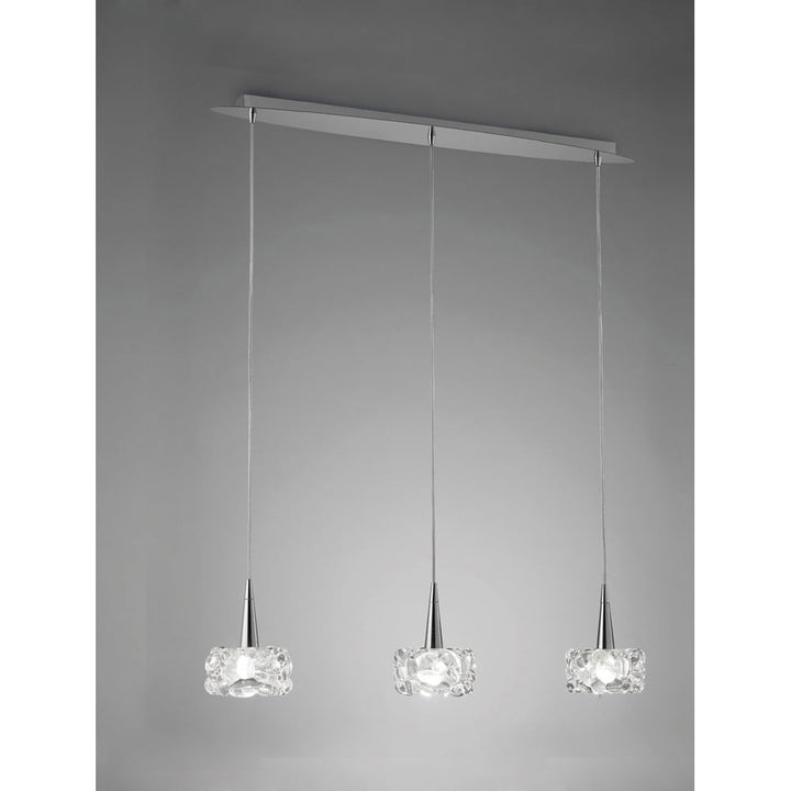 Mantra M3921 O2 Pendant 3 Light Line Small Polished Chrome