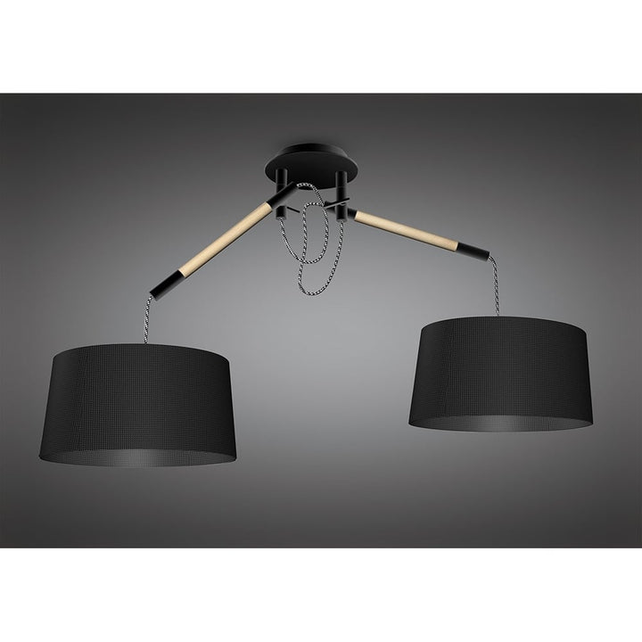 Mantra M4931 Nordica Pendant With Black Shade 2 Light