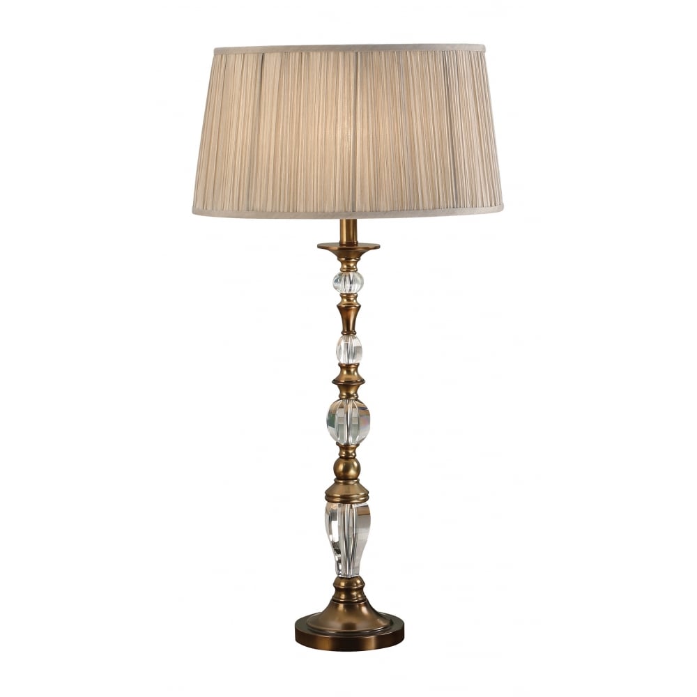 Interiors 1900 63593 Polina Antique Brass Large Table Lamp Beige Shade