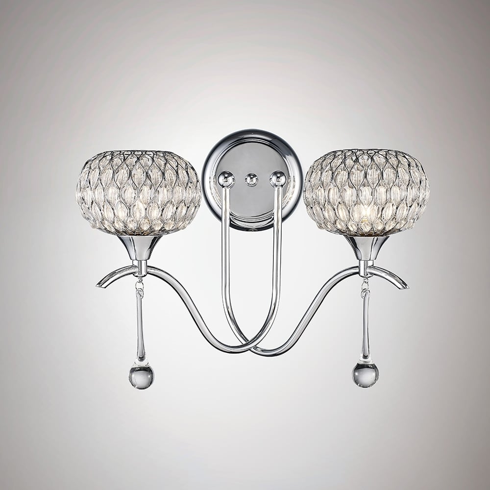Diyas IL31501 Chelsie Wall Lamp 2 Light Polished/Clear Glass