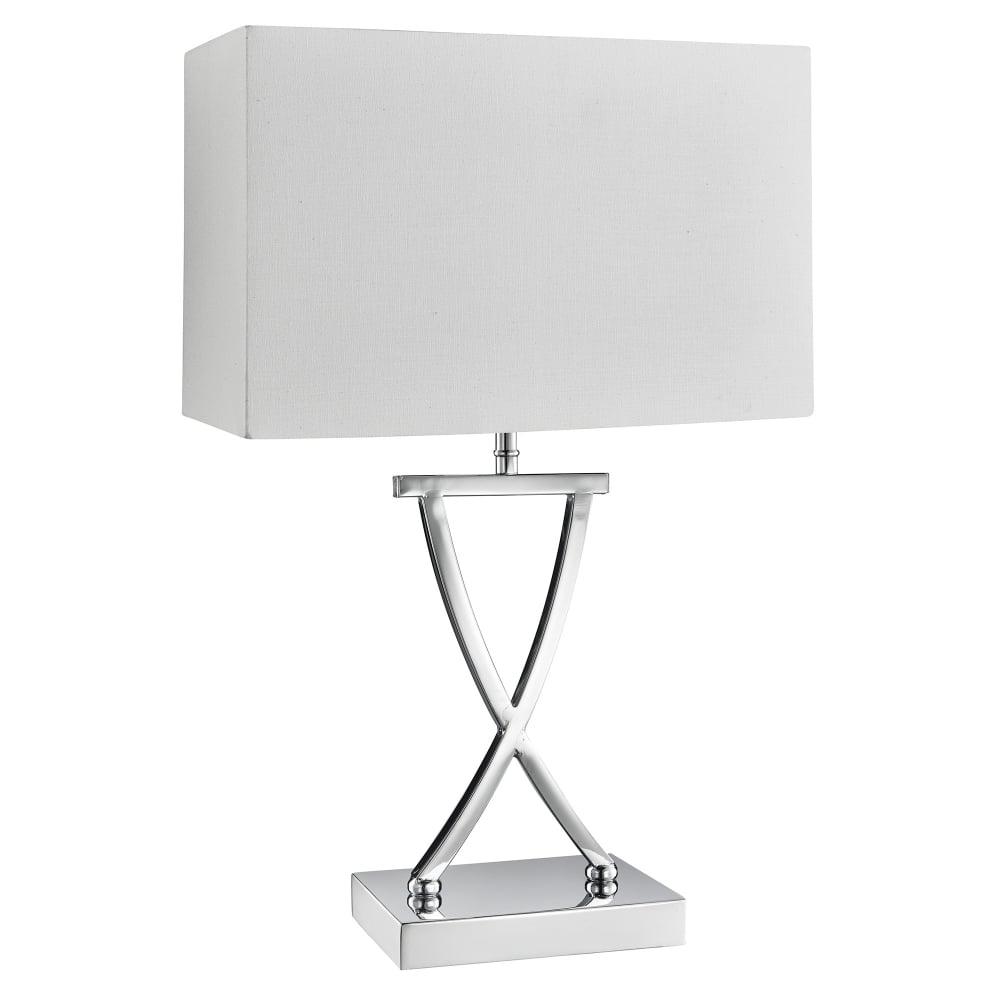 Searchlight 7923CC Club Table Lamp X Base Chrome White Rectangle Shade