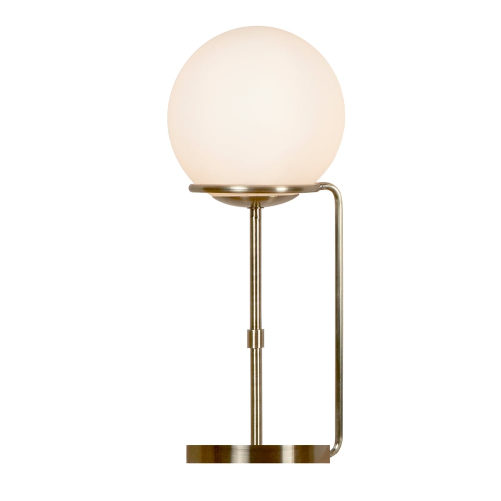 Searchlight 8092AB Sphere 1 Light Table Lamp Antique Brass Opal White Glass