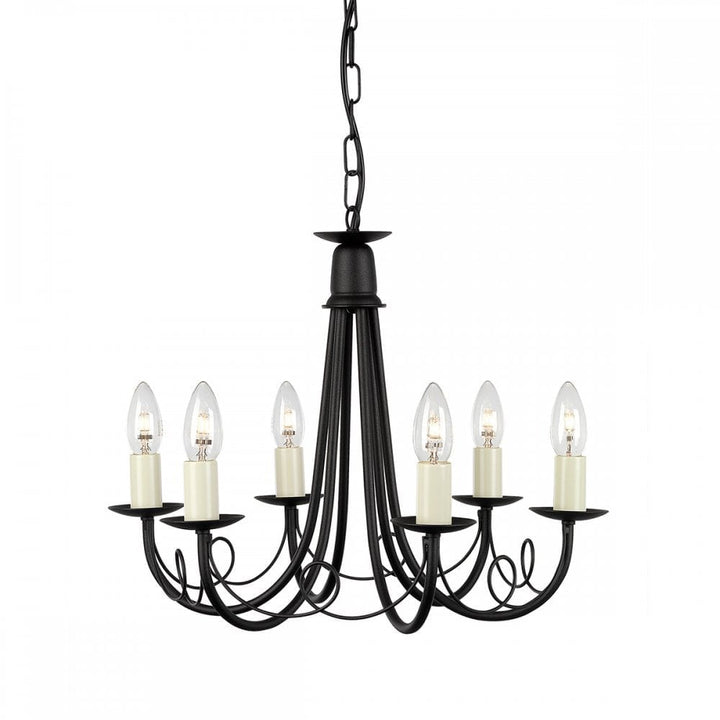 Elstead MN6 BLACK Minster Six Light Chandelier Black