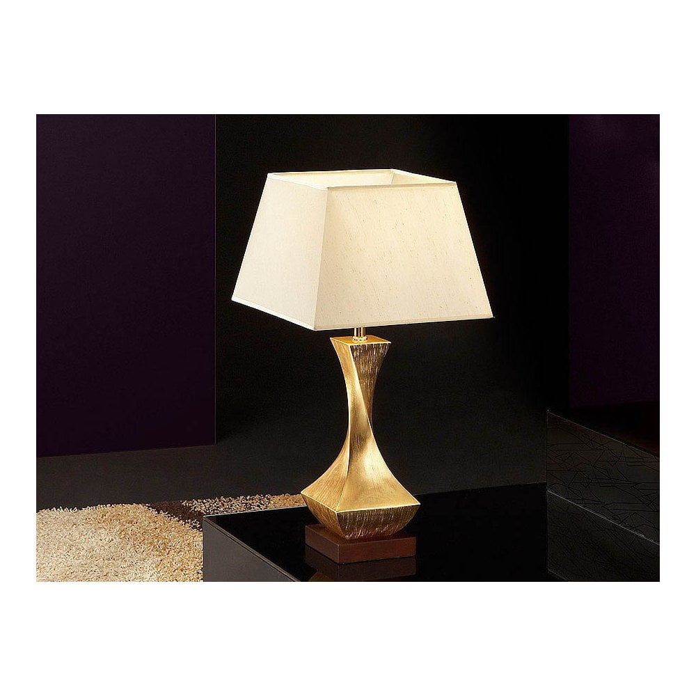 Schuller 662536UK Deco 1 Light Table Lamp Gold Leaf Walnut Golden