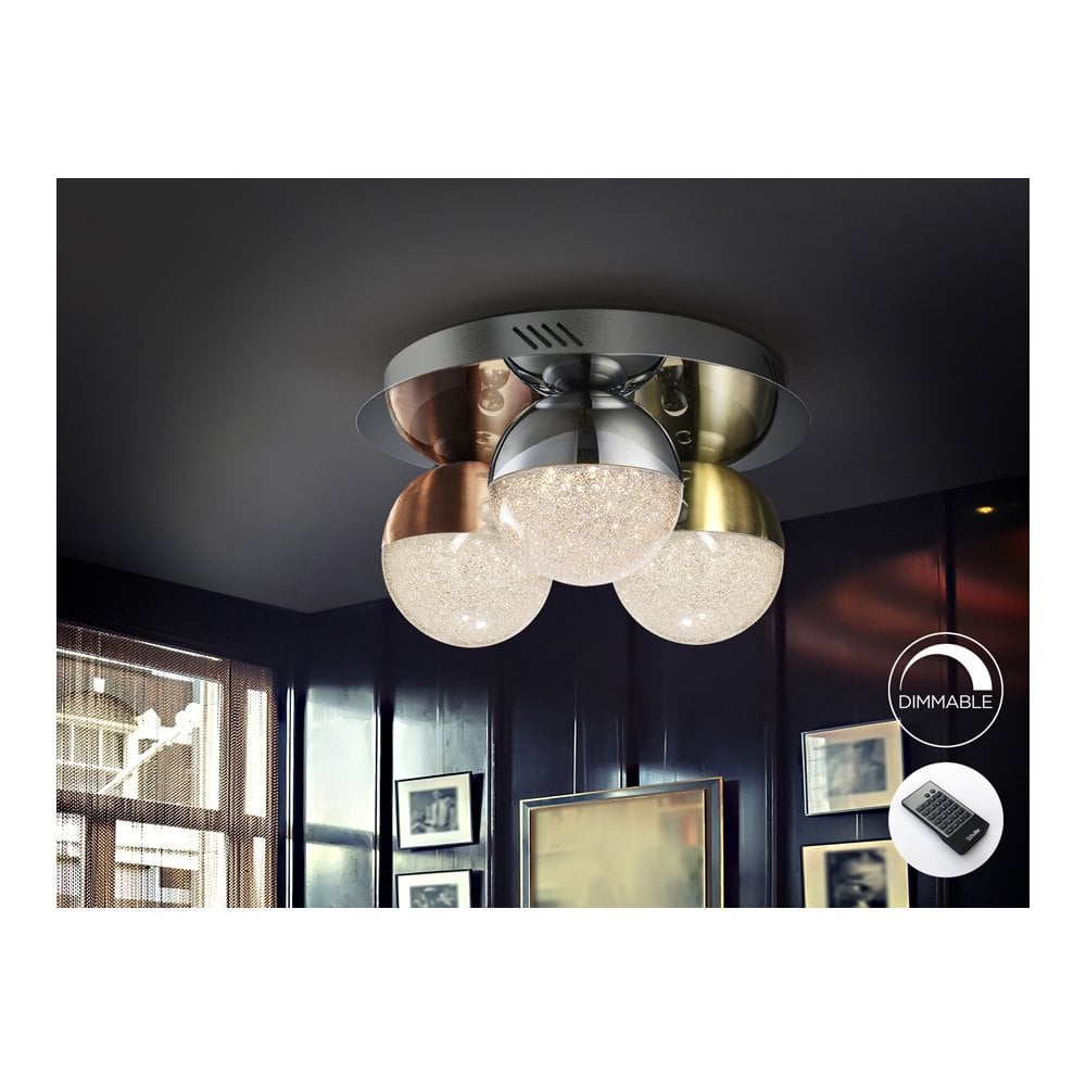Schuller 794025D Sphere 3 LED Ceiling Light Chrome