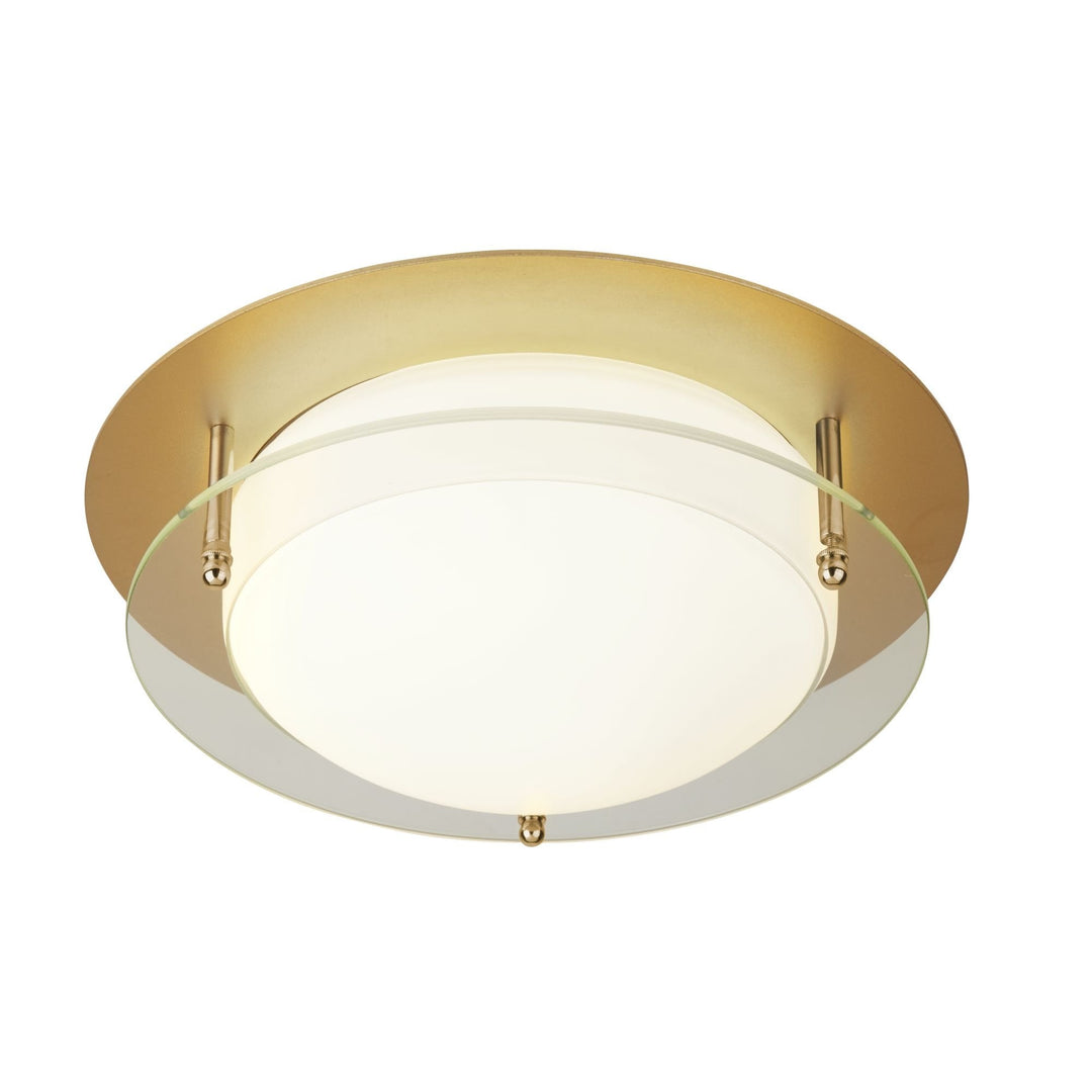 Searchlight 6830-38GO Bathroom Flush LED Light Gold With Glass Halo Ring