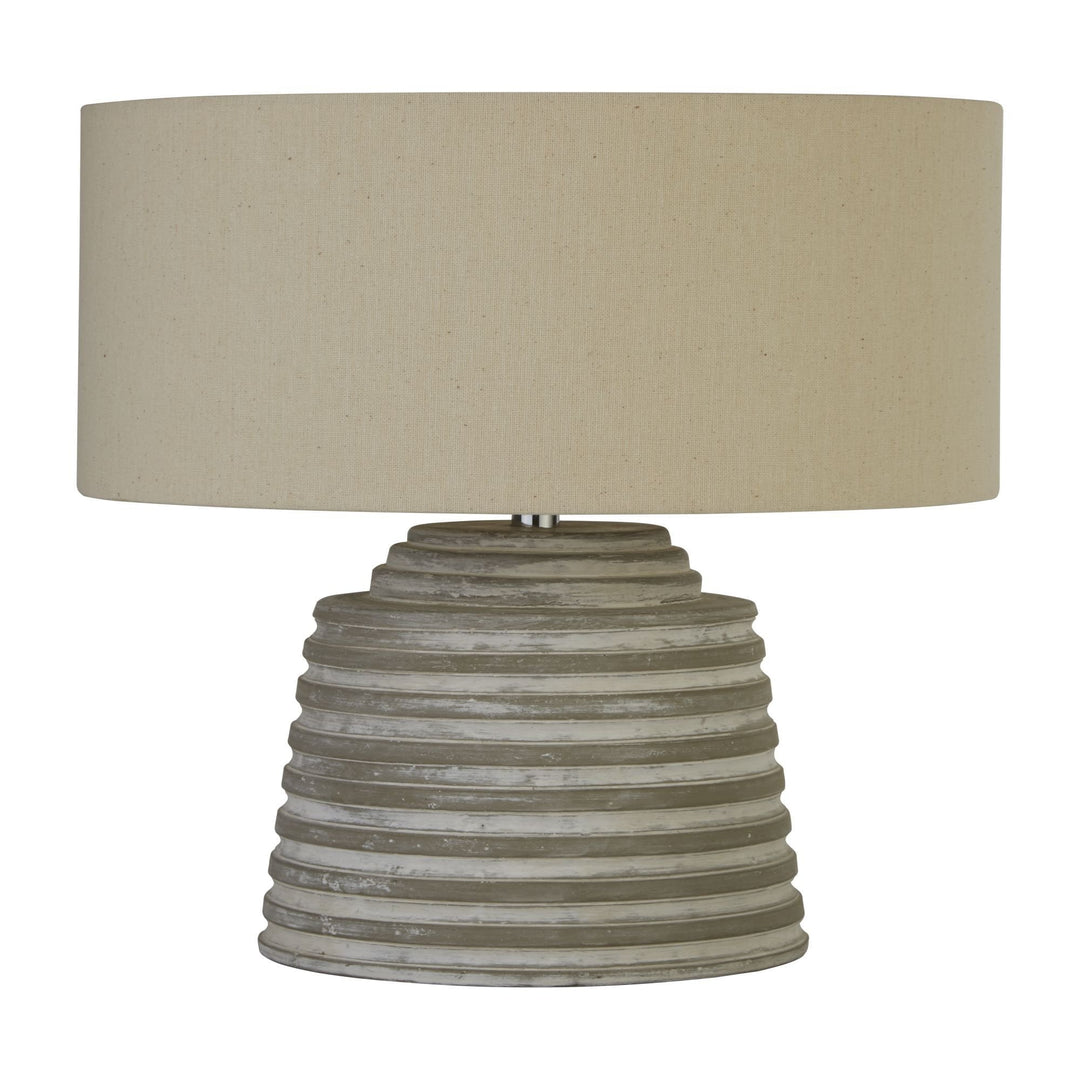 Searchlight 9621GY Liana Grey Ridged Cement Table Lamp With Grey Shade