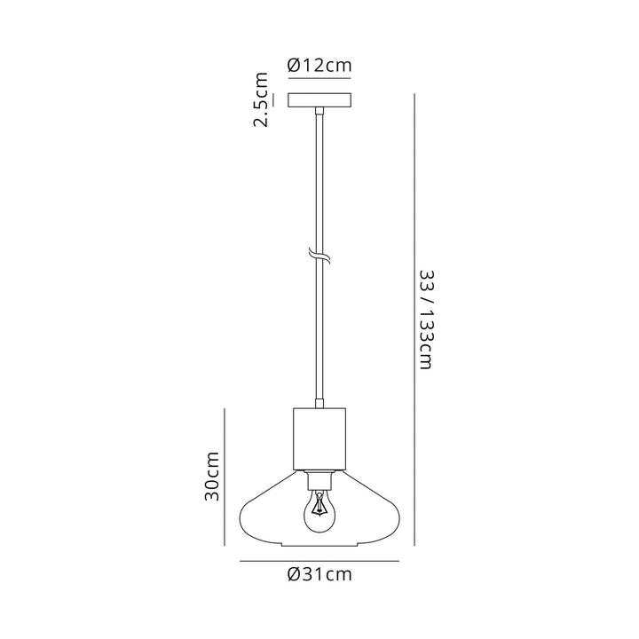 Nelson Lighting NL81349 Olivia Wide Pendant 1 Light Ancient Brass/Clear Glass