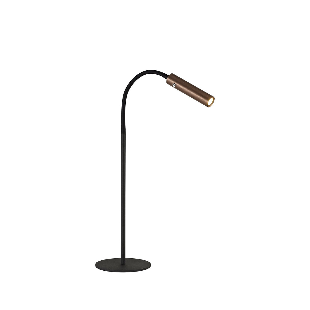 Nelson Lighting NL81869 Perla Table Lamp 1 Light Adjustable Switched LED Black/Satin Copper